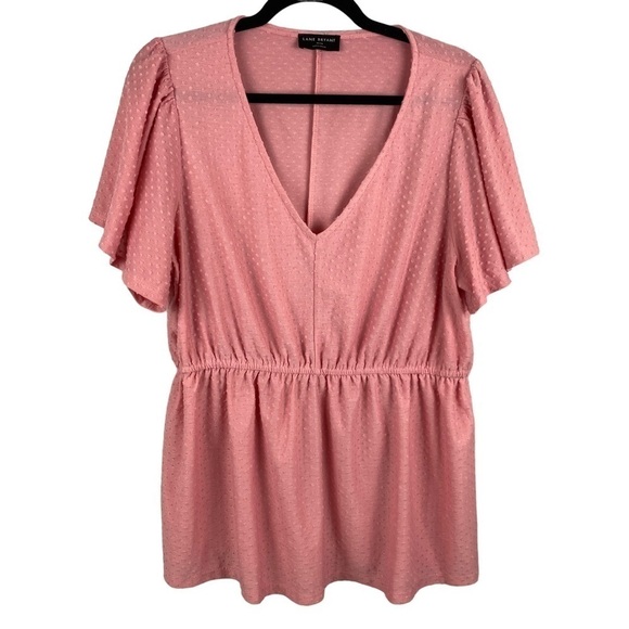 LANE Bryant Peony Swing Flutter-Sleeve Clip Dot Babydoll Top Size 14/16 - Picture 3 of 13